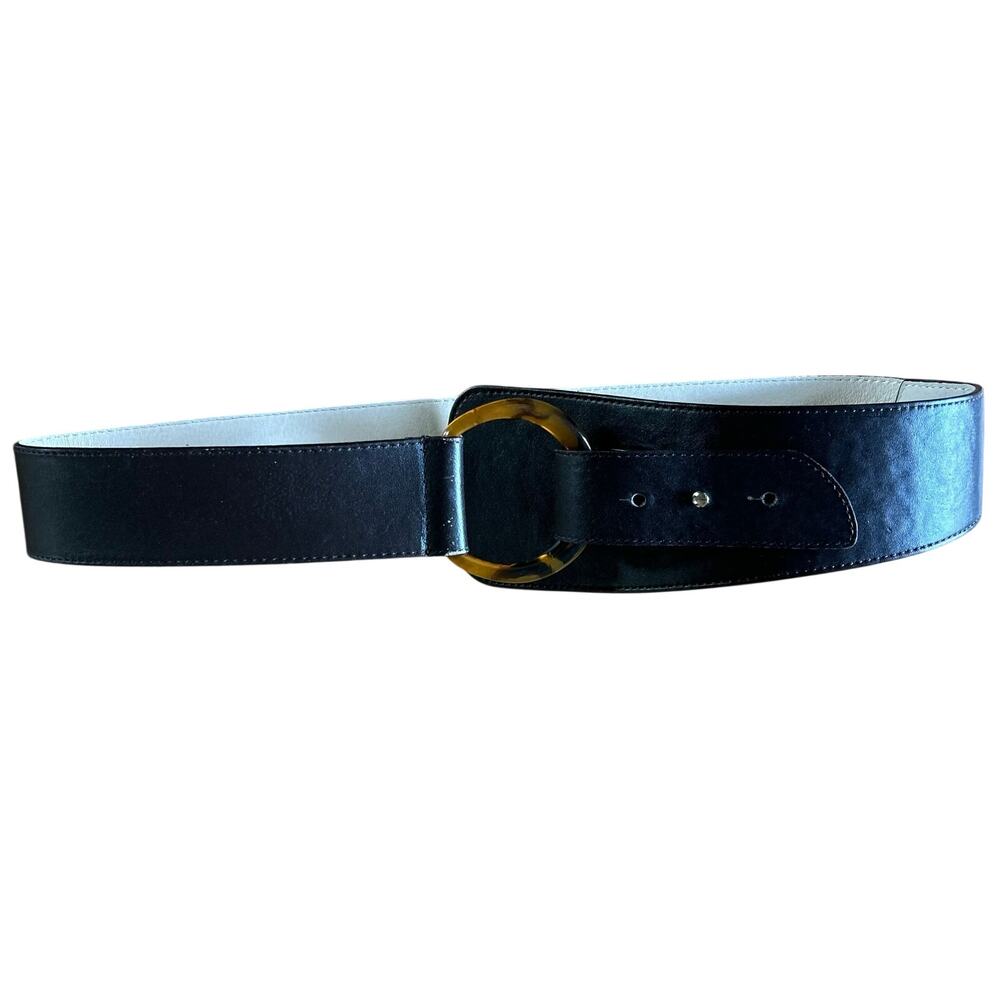 Ellen Tracy Womens Size Large Genuine Italian Leather Wide Brown Belt w/ Buckle